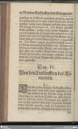 Cap. IV. Von den Einkünfften des Königreichs