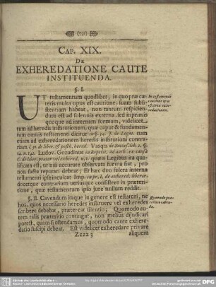 Cap. XIX. De Exheredatione Caut Instituenda