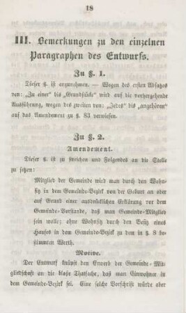 III. Bemerkungen zu den einzelnen Paragraphen des Entwurfs.
