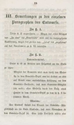 III. Bemerkungen zu den einzelnen Paragraphen des Entwurfs.