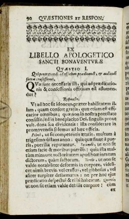 Ex Libello Apologetico Sancti Bonaventuræ.