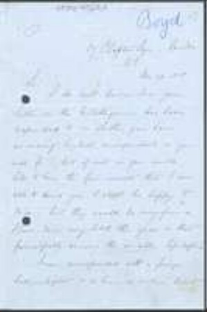 Brief von Thomas Boyd an Gottlieb August Herrich-Schaeffer