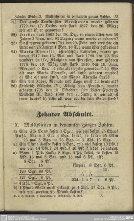 Zehnter Abschnitt. X. Multipliciren in benannten ganzen Zahlen
