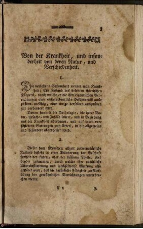 Von der Krankheit, und insonderheit von deren Natur, ind Verschiedenheit. - Von den Ursachen der Krankheiten.