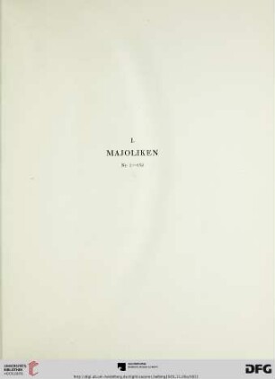 i. Majoliken (Nr. 1-152)