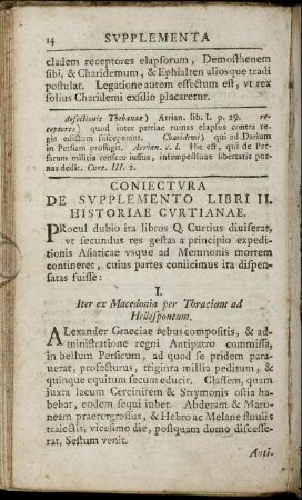Coniectura De Supplemento Libri II. Historiae Curtianae.
