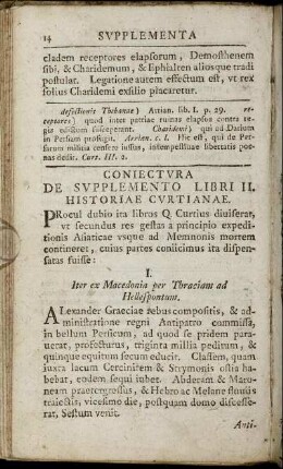 Coniectura De Supplemento Libri II. Historiae Curtianae.