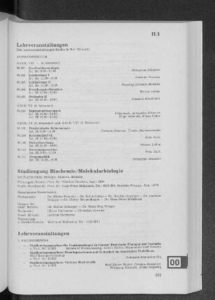Studiengang Biochemie/Molekularbiologie