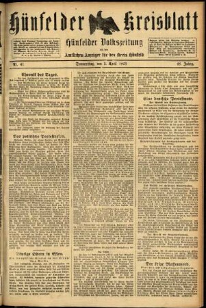 Ausgabe vom Donnerstag, den 05. April 1923.