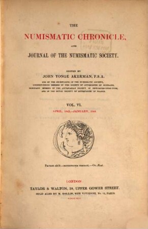 The numismatic chronicle. 6. 1843/44. - 1844