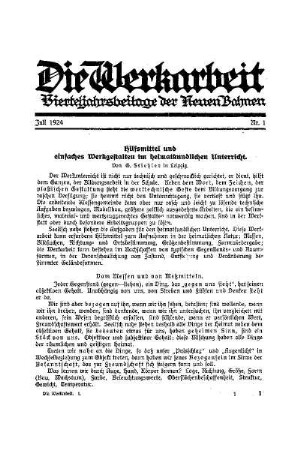 1924: Die Werkarbeit - 1924