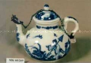 Teekanne mit Dekor in Blaumalerei: Chinoiserien