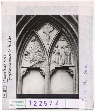Wien: Minoritenkirche, Seitenportal, Legende des Hl. Franziskus