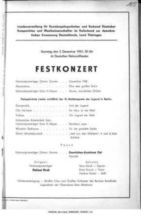 Verband Deutscher Komponisten und Musikwissenschaftler [...] Festkonzert