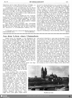 Aus dem Leben eines Uhrmachers (Fortsetzung)