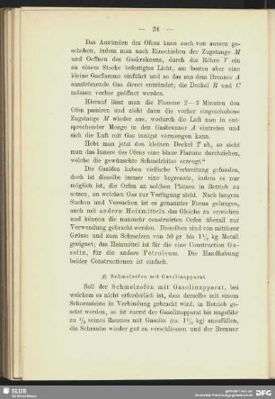 b) Schmelzöfen mit Gasolinapparat