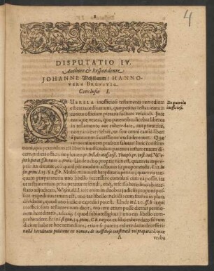 Disputatio IV. Authore et Respondente Johanne Mehlbaum ...