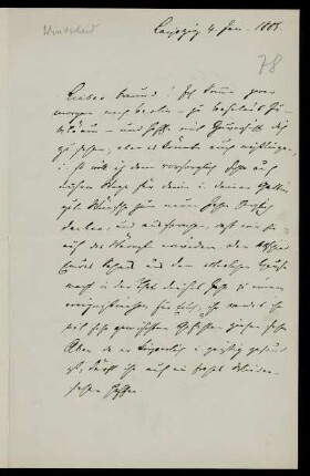 Nr. 8: Brief von Bernhard Windscheid an Gottlieb Planck, 4.1.1885
