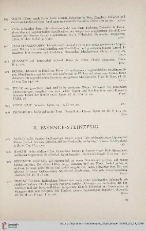 X. Fayence-Steinzeug (Nr. 907 - 988)