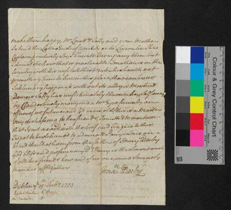 Brief an Henry Darby von Jonathan  Darby
