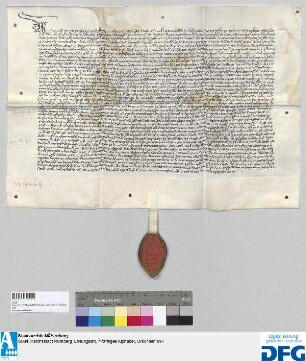 Heinrich, Abt von St. Egidien in Nürnberg, stellt ein Vidimus aus von der Urkunde des Kaisers Sigmund betr. Judenvergünstigungen in Nürnberg d.d. 31. Mai 1433, in der dieser des Privileg d.d. 11. September 1422 (inseriert) erneuert.