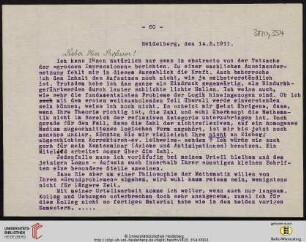 Heid. Hs. 3820,354: Brief von Emil Lask an Heinrich Rickert