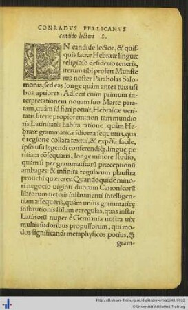 Conradus Pellicanus candido lectori S.
