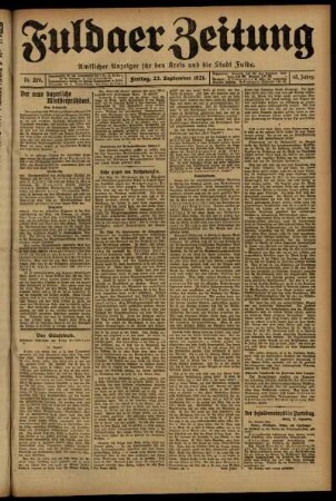 Erste Ausgabe vom Freitag, den 23. September 1921.