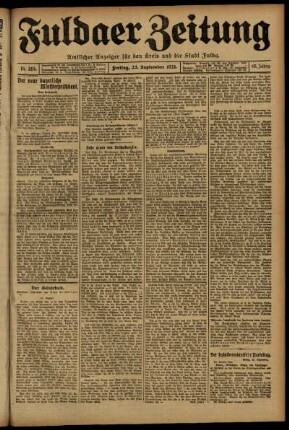 Erste Ausgabe vom Freitag, den 23. September 1921.