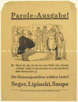 Aufruf der Vereinigten SPD an Hausangestellte zur Reichstagswahl am 4. Mai 1924