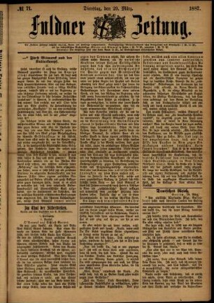 Ausgabe vom Dienstag, den 29. März 1887.