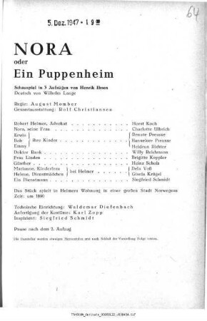 Nora oder Ein Puppenheim