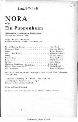 Nora oder Ein Puppenheim