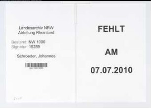 Entnazifizierung Johannes Schroeder, geb. 00.00.0000 ()