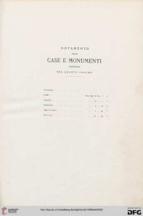 Notamento delle case e monumenti contenute nel quarto volume