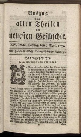 XIV. Nachl. Coburg, den 7. April, 1759.