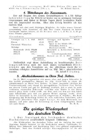 Die geistige Wiedergeburt des deutschen Volkes.