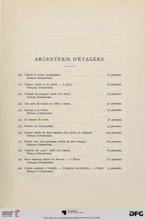 Argenterie d’étagère (Nr. 409-435)