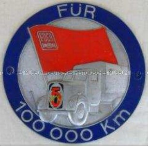 Plakette des FDGB "Für 100 000 Km"