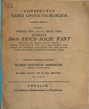 Consepctus Lexici Lingvae Dalekarlicae