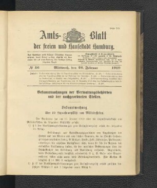 No.46, Mittwoch, den 26. Februar 1919