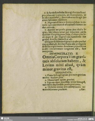Demonstratio II. Omnia Corpora Vim gravitatis absolutam habent, & Levitas nihil aliud, quam minor graviitas est