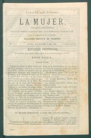 Estudios históricos sobre la mujer en la civilización. [Continuación.] : Edad Media. - Introducción.
