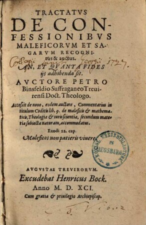 Tractatus de confessionibus maleficorum et sagarum : An, et quanta fides iis adhibenda sit