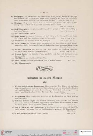 Arbeiten in edlem Metalle (Nr. 254 - 347)