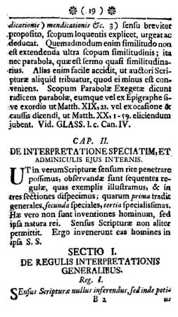 Sectio I. De regulis interpretationis generalibus.