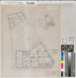 Dorsten (Dorsten) Postgebäude Grundriß Erdgeschoß, Lageplan 1972 1 : 100/500 61 x 49 Zeichnung Oberpostdirektion Münster