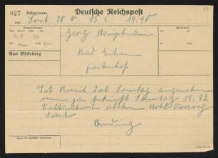 Brief von Rudolf G. Binding an Gerhart Hauptmann
