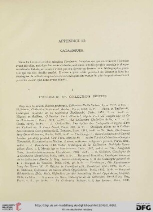 Appendice III: Catalogues