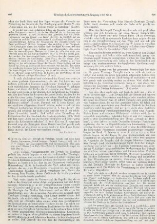 607-609 [Rezension] Gestrich, Christof, Zwingli als Theologe